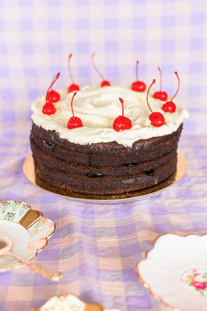 6" Cherry Chocolate Cake with Cream Cheese Icing (serves 6-9)