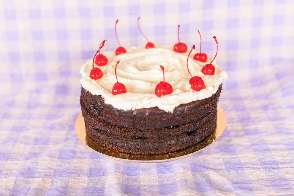 6" Cherry Chocolate Cake with Cream Cheese Icing (serves 6-9)