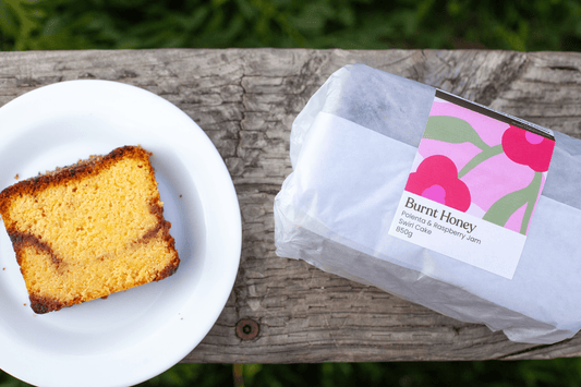 Polenta & Raspberry Jam Swirl Cake - Burnt Honey Bakery - Burnt Honey Bakery