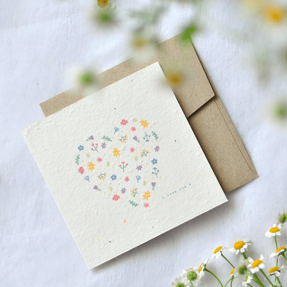 Floral Heart Plantable Greeting Card - Nurturing Nature - Burnt Honey Bakery