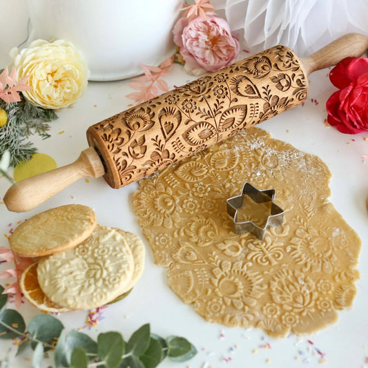 Folk Pattern Embossing Rolling Pin - Boon Homeware - Burnt Honey Bakery