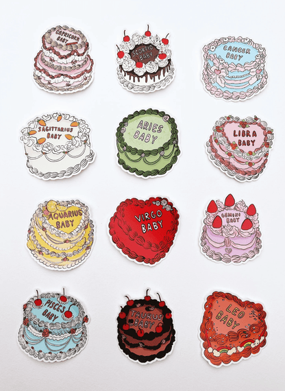 Zodiac Cake Stickers - Art By Elowyn - Burnt Honey Bakery